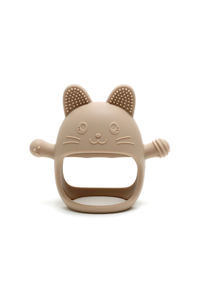 Choice Dark Khaki Baby Teething Mittens - Food-Grade Silicone Glove Chew Toy, Anti-Sucking Hand Guard, Cute