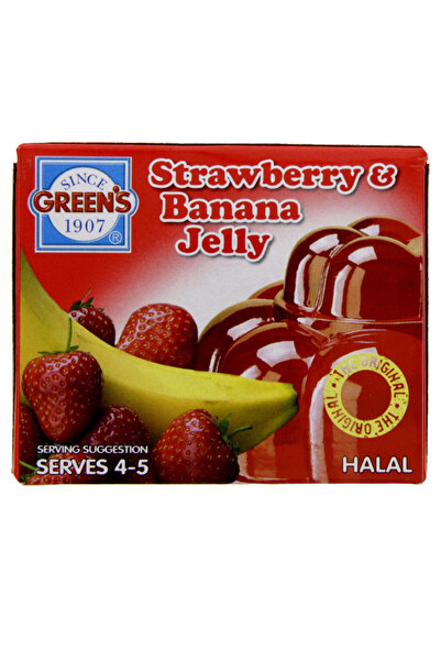 Green's جيلي الفراولة والموز، عبوة من 12 قطعة، 80 جرام