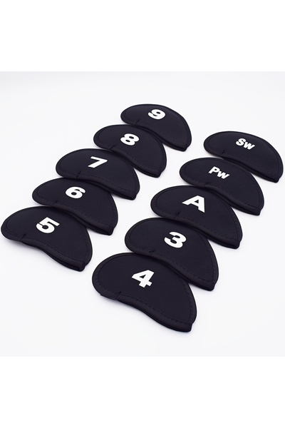 Choice black 10Pcs Portable Golf Club Iron Head Covers Protector Golfs Head C...