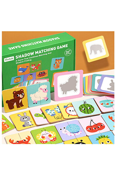 Choice ألعاب مونتيسوري الخشبية من الطراز ب، لعبة البحث عن الأشكال، لغز اقتران الأشكال، التفكير المنطقي، لعبة الحيوانات والفواكه والظلال