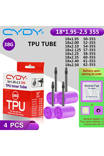 Choice 45 مم 355 18x1.95-2.5 4 قطع CYDY أنبوب داخلي TPU للدراجة 18 بوصة 355 1...