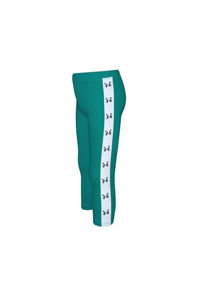 LOVETTI Dark Green Girl's Hooded Side Panda Printed Leggings