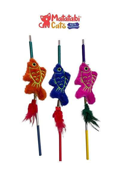 MATATABİ CATS Matatabi Cats Fish Aluminum Handle Cat Fishing Rod(Matatabi,Include Rattle and Special Rustle.Special Fabric)