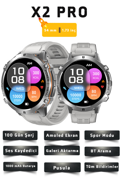 airteknoloji X2 Pro Akıllı Saat Iphone Ve Android Tüm Telefonlara Uyumlu Akıl...