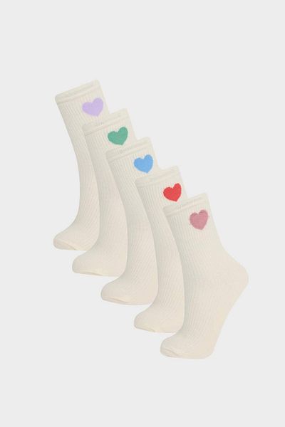 DeFacto Girl's 5-Piece Cotton Long Socks F8983A8Ns