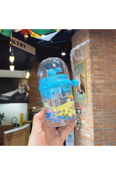 Choice Blue Plastic whale spray straw cute little dolphin children Internet celebrity same fountain cup
