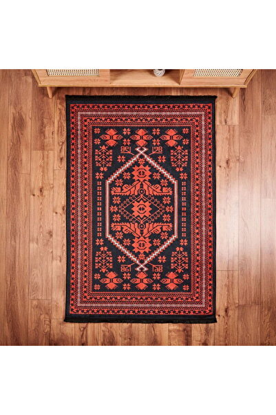 Evidea Soft Ruby Afgan Desenli Halı - Kırmızı - 120x180 cm