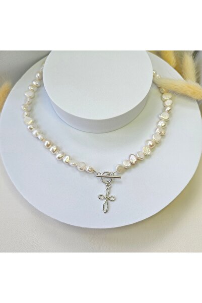 Abundo Colier din perle de cultură "Pure Cross" cu accesorii și pandantiv din argint 925, 40 cm