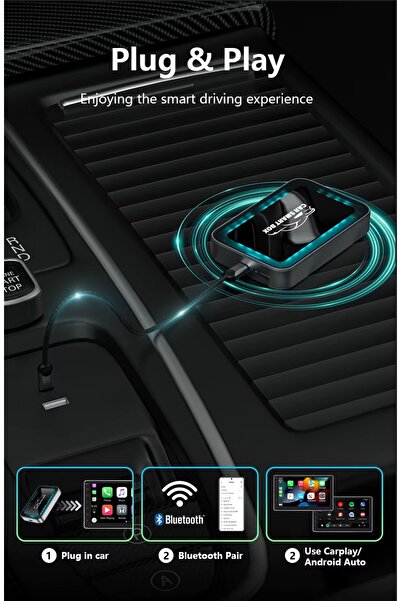JUNGLEE Kablosuz Carplay Android Auto Box Türkçe Dil 2 Gb Ram 16 Gb Rom 3 in 1 Wifi Hdmi Bt