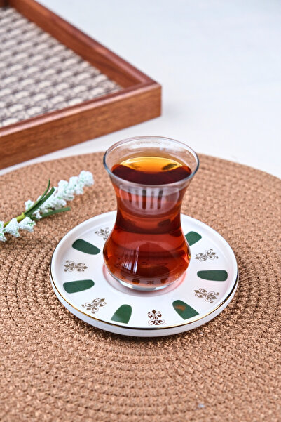 tabakevi Plate House Porcelain Acem Zade Green Tea Plate 12,5cm Single