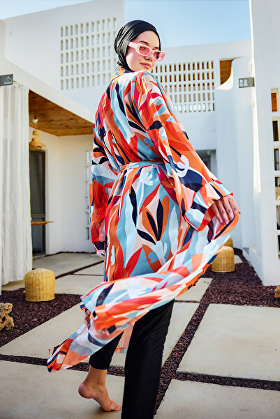 Remsa Mayo Remsa Hijab Swimsuit with Single Kaftan Kimono Pareo Orange RP027 Lotus