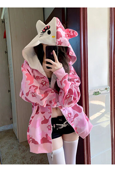 Bravebell Pembe Sanrio Hello Kitty Oversize Unisex Hırka