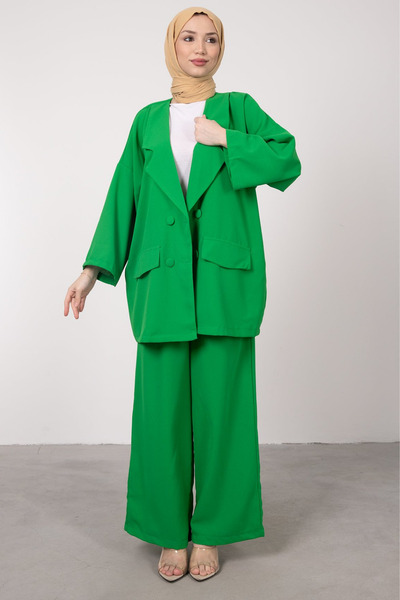 Tesettür Diyarı Oversize Cut Brooch Detailed Hijab Suit Standard Size (36-42 Compatible)