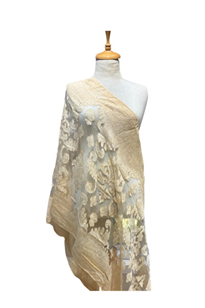 fiore fashion 2`Li Organza Shawl 170*70 Women's Shawl (Light Yellow and Moka)