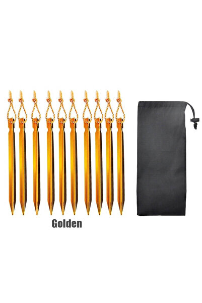 Choice 10PCS Gold with bag 10pcs/Set Aluminum Alloy Ultralight Tent Pegs 18cm...