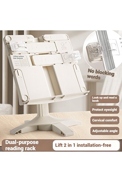 Choice حامل كتب للأطفال قابل للتعديل باللون الأبيض - رف قراءة قابل للطي للطلا...