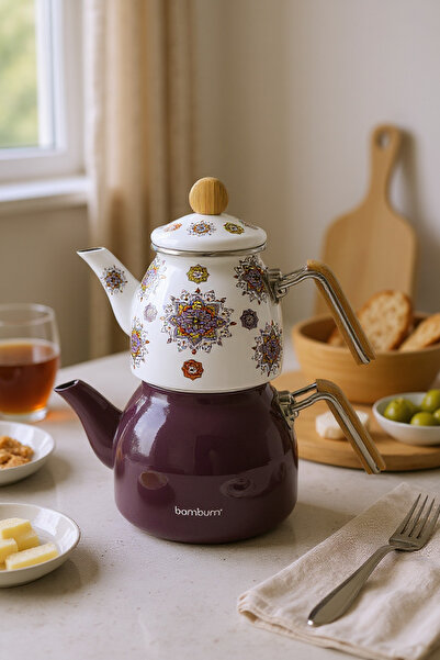 Bambum Unique Bamboo Handle Teapot Set Purple