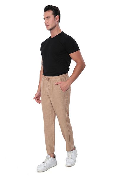 Betterco Cotton Slouchy Fit Basic Men's Loose Elastic Waist High Waist Thin Summer Casual Ankle Length Pants