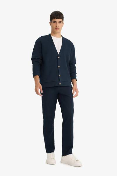 DeFacto Regular Fit V Neck Pique Button Cardigan F2073Ax25Au