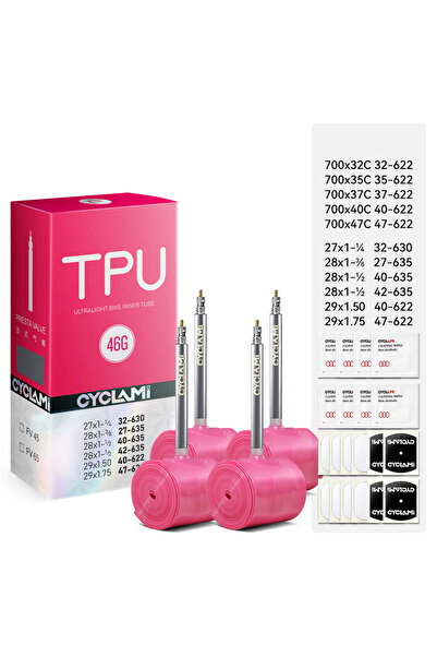 Choice صمام بريستا 45 مم 4 قطع للحصى CYCLAMI أنبوب داخلي خفيف الوزن للدراجات 46 جرام للحصى 700C X 32C 3