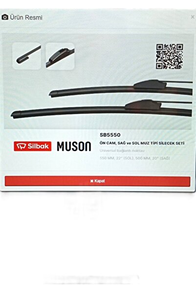 Silbak FORD MONDEO 2001- ÖN SİLECEK SÜPÜRGE TAKIMI MUZ TİPİ (SOL 550MM - SAĞ 500MM) - EU7J S17528 AA-SB5550