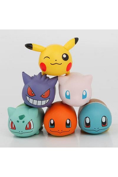 BANDAI no box 1 6pcs/set Cute Mew Pikachu Gengar Charmander Squirtle Bulbasaur Action Figure Model Toys