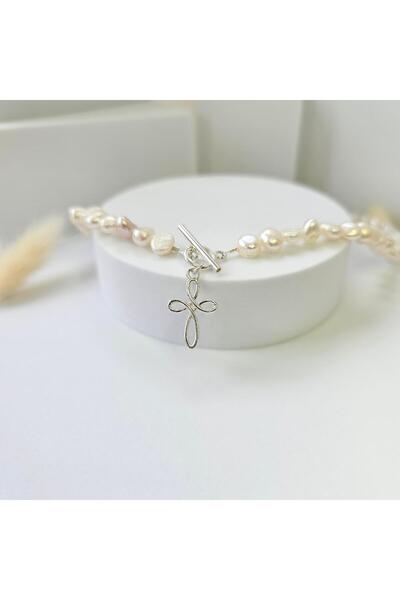 Abundo Colier din perle de cultură "Pure Cross" cu accesorii și pandantiv din argint 925, 40 cm