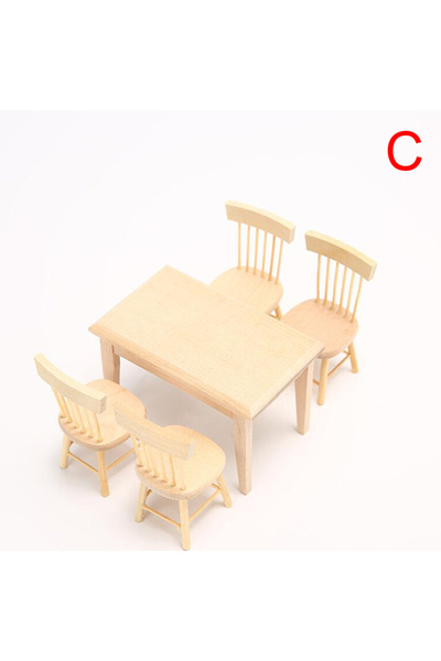 Choice مجموعة أثاث بيت الدمية المصغر مقاس 1/12 وطاولة طعام خشبية وكرسي لعبة م...