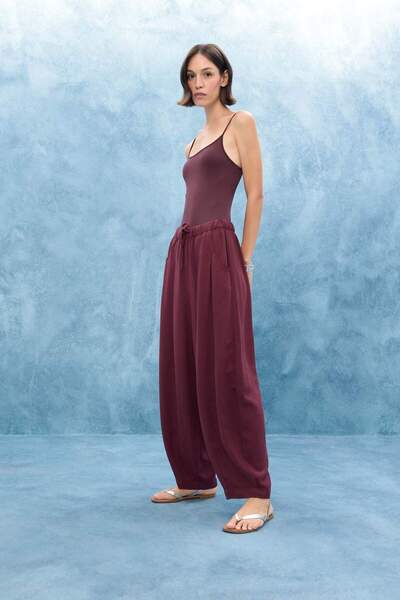 DeFacto Balloon Fit Double Pocket Regular Waist Standard Length Linen Blend Pants F9961Ax25Au