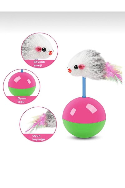 Pati Cool Cat Play Ball | Hacı Yatmaz with Feather Mouse | Interactive Cat Toy