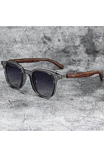 Choice Transparent Gray Trendy Retro Wood Grain Sunglasses - Polarized UV Pro...