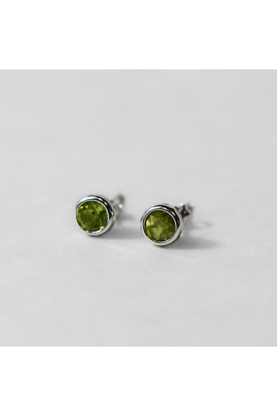 Lithora Jewellery Doğal Peridot Taşlı Gümüş Küpe