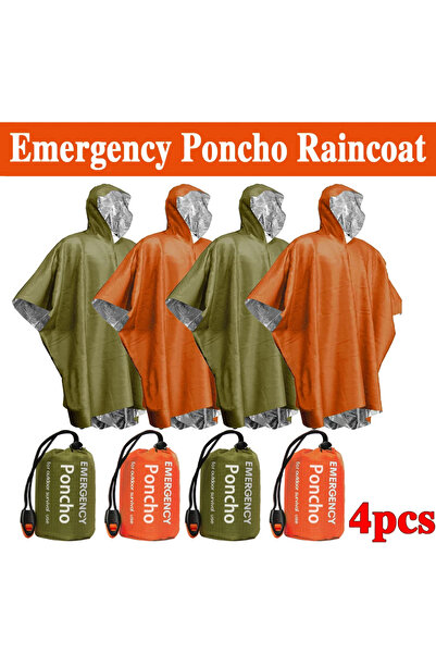 Choice 4 قطع من معطف واق من المطر مقاوم للماء في حالات الطوارئ مصنوع من فيلم ...