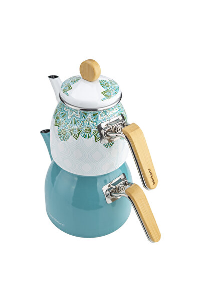 Bambum Unique Bamboo Handle Teapot Set Turquoise