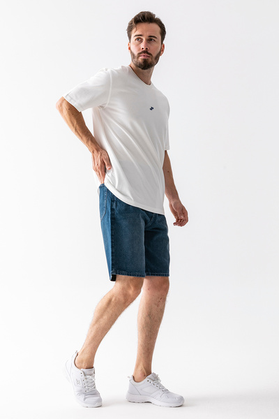 JB John Borners Men's Relaxed Fit 100% Cotton Denim Shorts Dark Blue - 5328