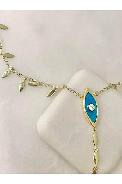 Seda Bijuteri Altın Kaplama Arpa Sallantılı Göz Model Y Kolye Gold