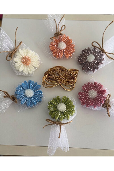 rudemcandle 6’lı tüllü renkli papatya düğün,nikah,nişan,mevlid,doğum,bebek he...