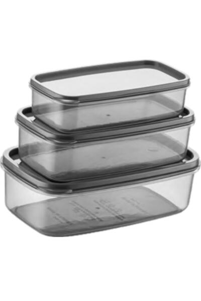 EWs Oval 3 Piece Airproof Leakproof Storage Container Set Smoked (300/500/800 ml)