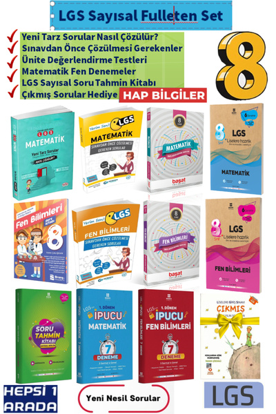 Başat Yayınları 8. Sınıf LGS Sayısal Bölüm Matematik Fen Soru Bankaları+Ünite...
