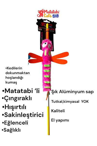 MATATABİ CATS Matatabi Cats Dragonfly Al. Cat Fishing Rod with Handle(Matatabi, Includes Rattle and Special Rustle.Special Fabric)