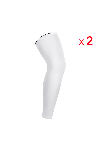 Choice M زوج واحد من أكمام الساق الضاغطة للياقة البدنية باللون الأبيض، واقيات...