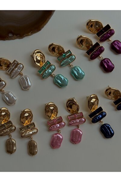 YOUES JEWELRY Gold Baget Taşlı Sallantılı Parlak Taşlı Lüx Küpe