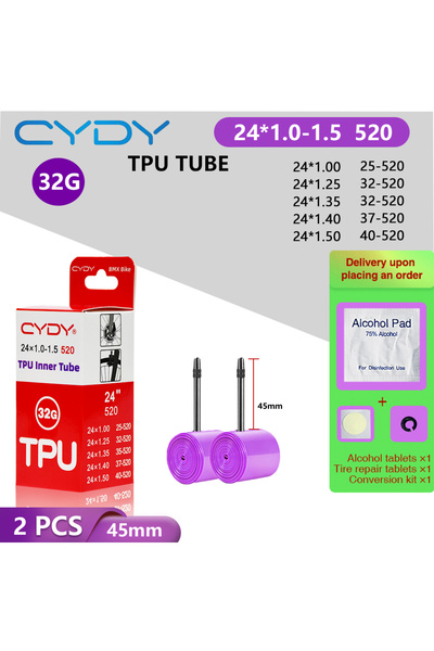 Choice1 Presta Valve 45mm 520 24x1.0-1.5 2PC CYDY Bicycle TPU Inner Tube 24" ...