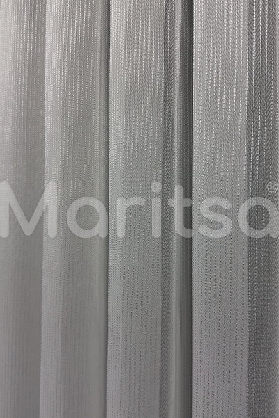 MARİTSA Tulle Curtain - Armür Series Striped Herringbone Pattern Ecru Tight Pleat (1X3) Lead Skirt Modern Curtain
