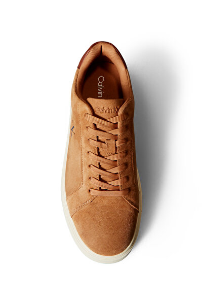 Calvin Klein Men Cashew/Brown Out Low Top Suede Leather Flexible Sole Trainers