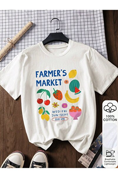 Vordevia Μπλουζάκι με στάμπα σχεδίου Farmers Market