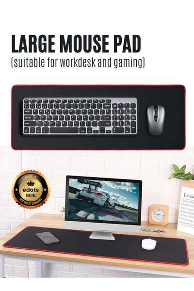 Edots X-Large Gaming Mouse Pad - 78x30cm Extended Desk Mat, Anti-Slip Rubber Base with Stitched Edge
