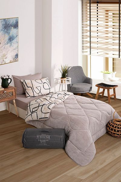 Sudemhome Single Welsoft Sleeping Set Double Sided Wellsoft Fluffy Fleece Quilt and 100X200 Elastic Sheet