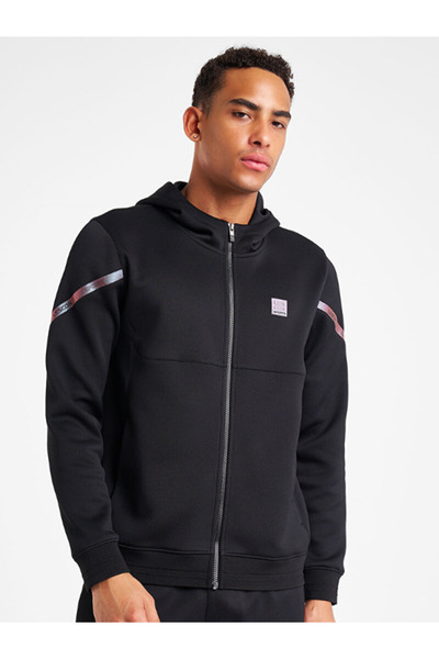Lescon Zippered Hooded Black Men's Tracksuit Set 25N-1128/1129