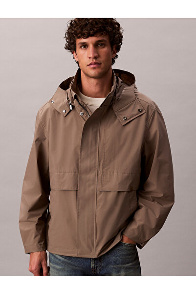 Calvin Klein Men Brown Lightweight Relaxed Fit Hooded Jacket